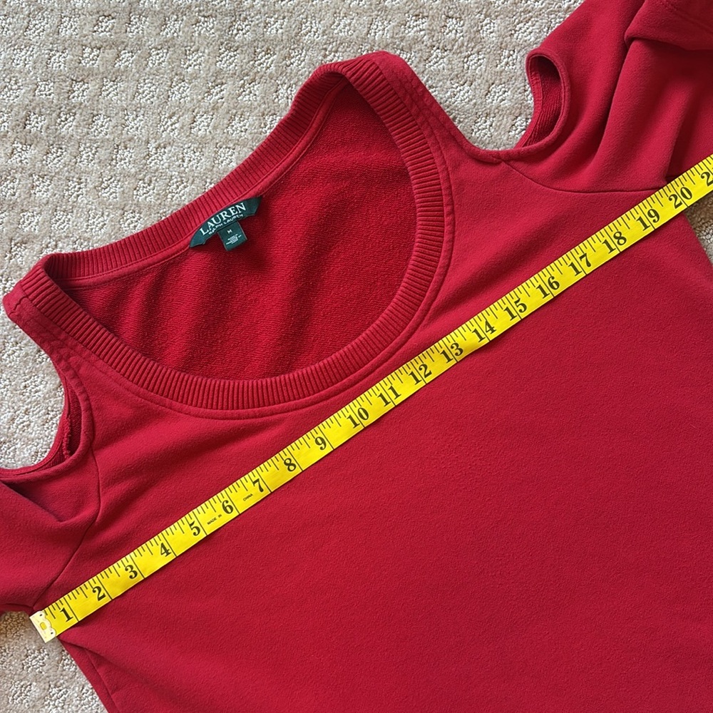 Lauren Ralph Lauren Vibrant Red Cold Shoulder Blouse - Picture 4 of 7